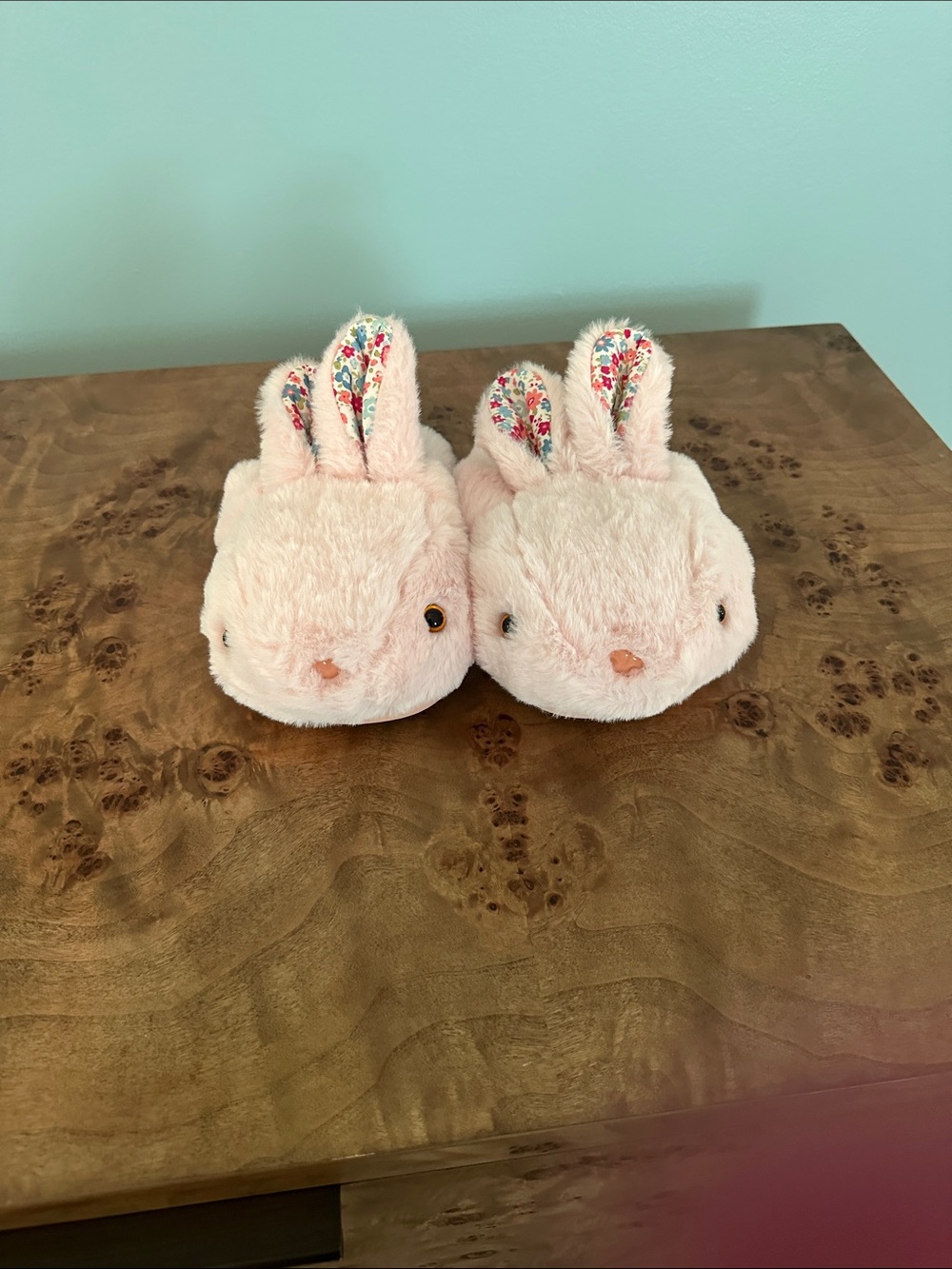 Plush Bunny Kids Slippers - Pink